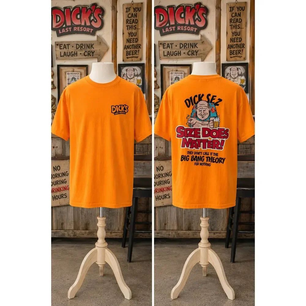 Dick’s Last Resort Size Does Matter Beer Humor Graphic Tee Large